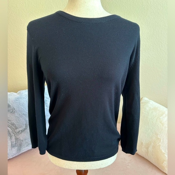 Philosophy quarter slv crew neck sweater Zip-up back neck Black Women’s Sz M - Picture 2 of 9
